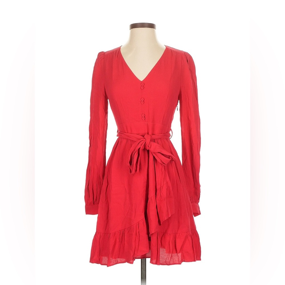 A Loves A Red Size XS Long-Sleeve Mini Dress Holiday Red